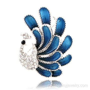 Accesorios de moda de gran tamaño broche de diamantes de imitación de pavo real